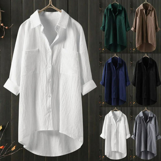 Chemise longue grande taille au design moderne et décontracté