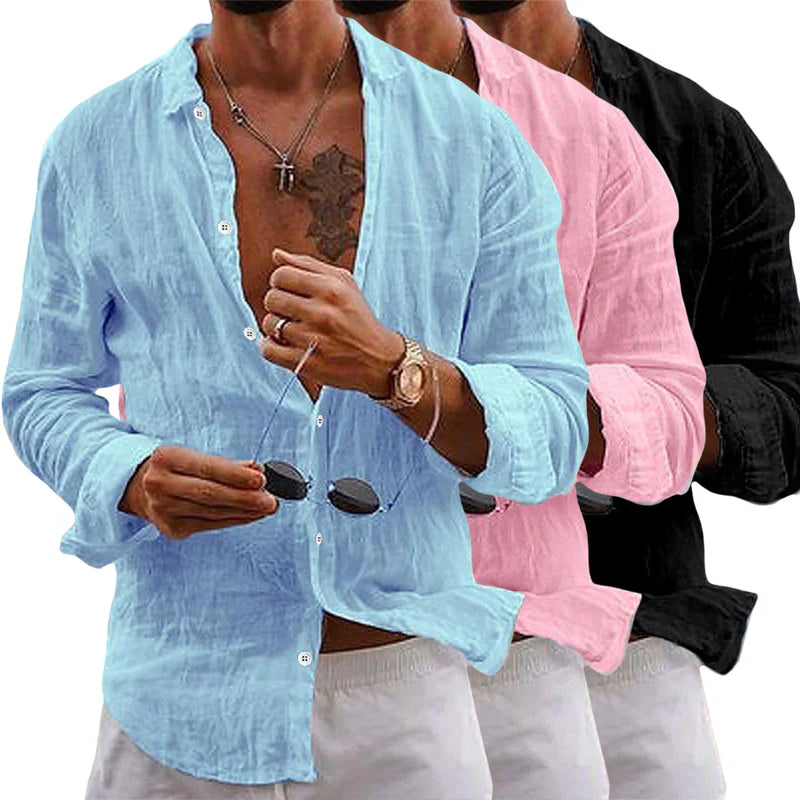 Chemise à manches longues décontractée au style vintage délavé