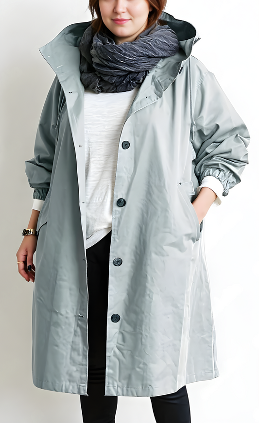 Trench oversize pour femme à capuche coupe décontractée et ample