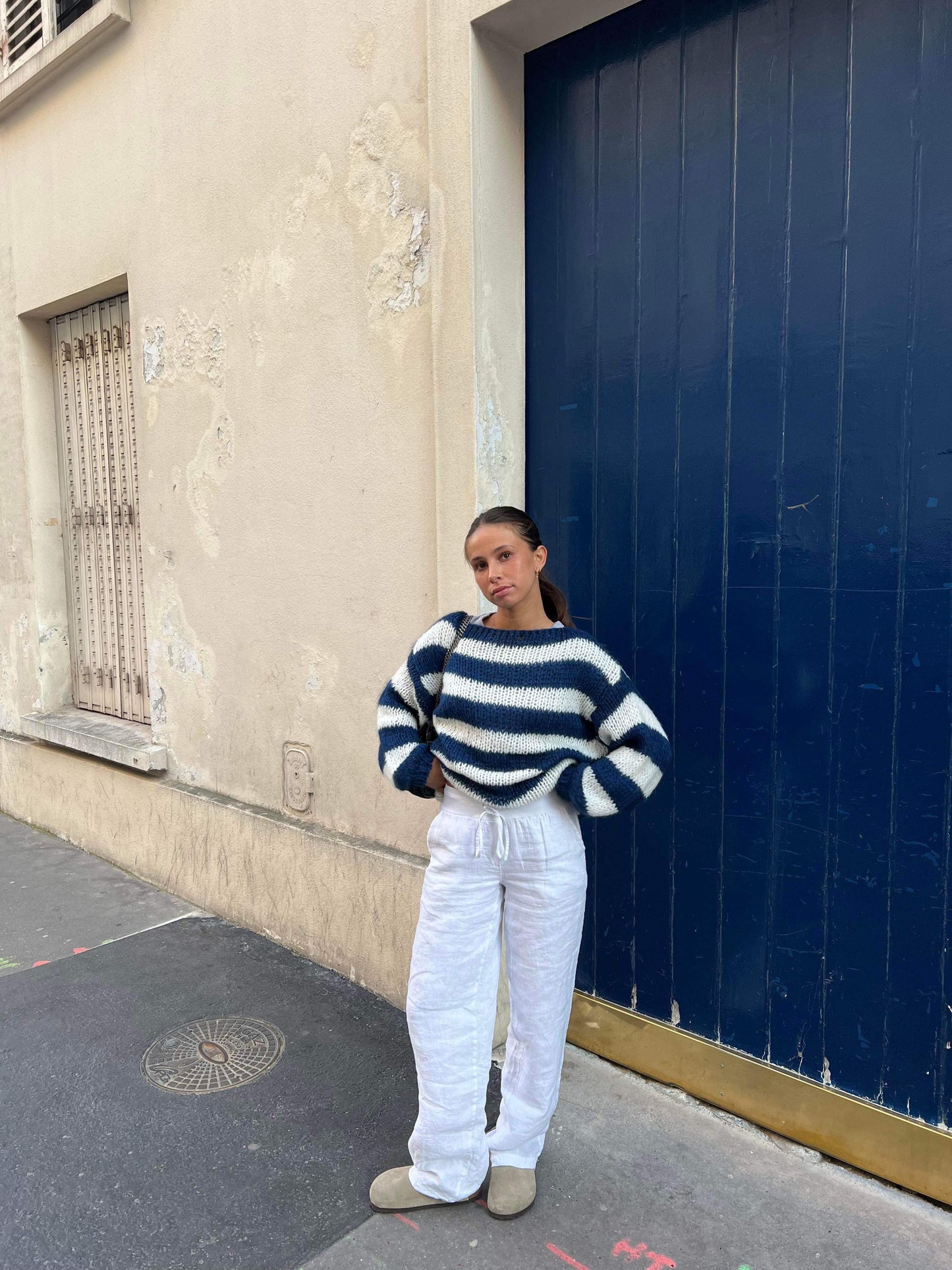 Chic pull oversized à rayures tendances pour un style décontracté