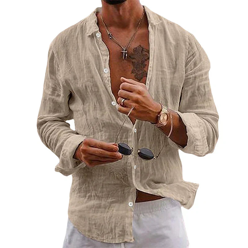 Chemise à manches longues décontractée au style vintage délavé