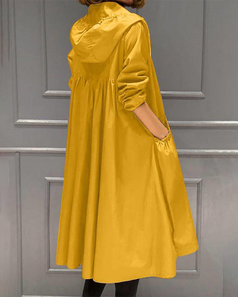 Trench mi-long à capuche élégant pour femme tendance et confortable