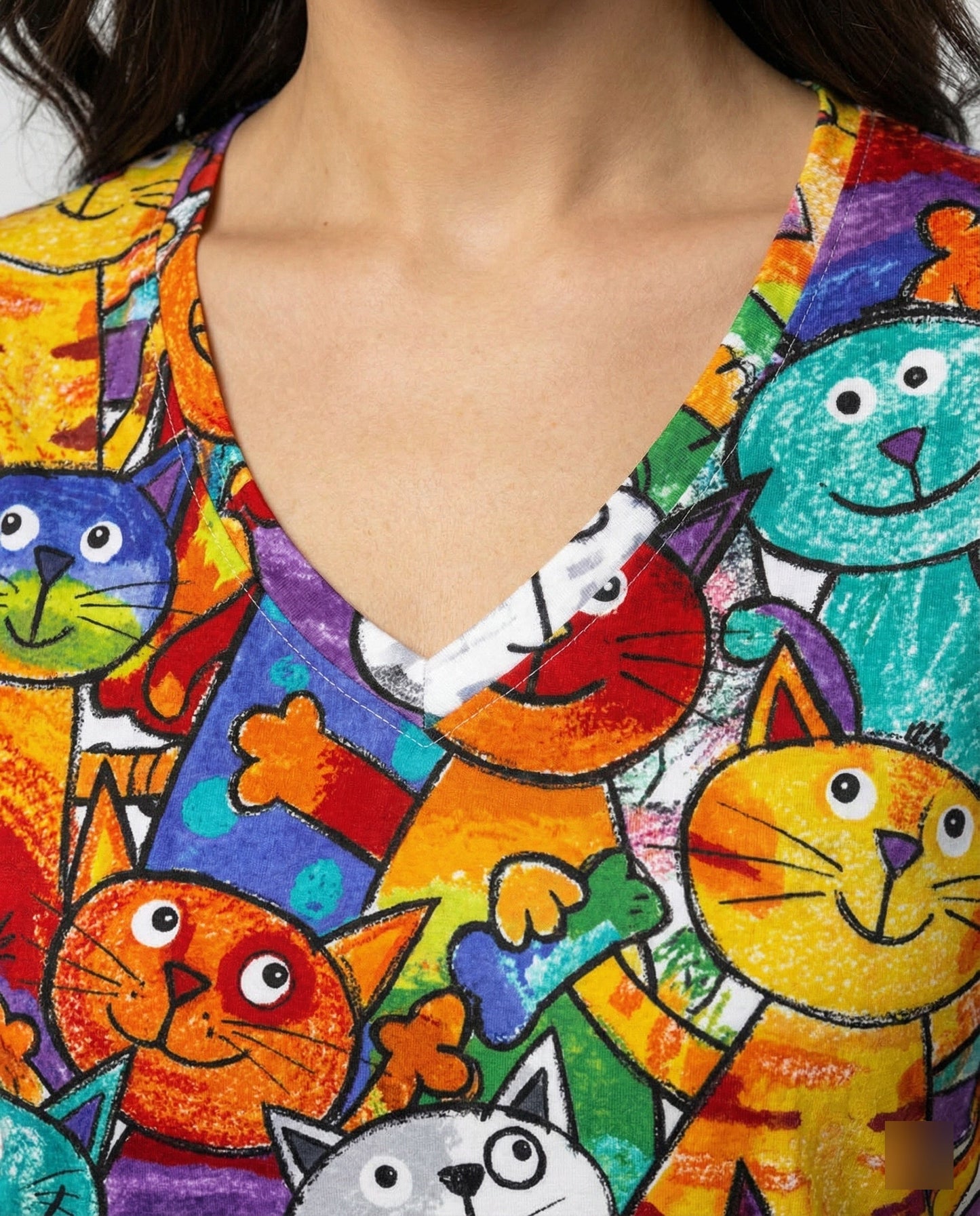 T-shirt confortable pour femmes avec motif coloré de chats
