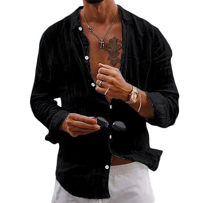 Chemise à manches longues décontractée au style vintage délavé
