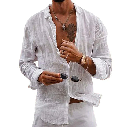 Chemise à manches longues décontractée au style vintage délavé