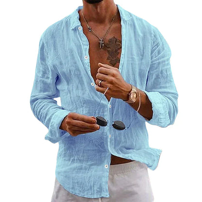 Chemise à manches longues décontractée au style vintage délavé
