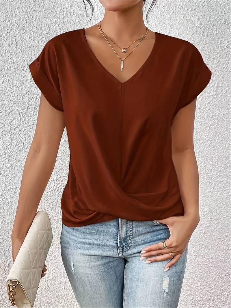 T-shirt Lia Élégant Manches Courtes Pour Un Style Chic et Moderne