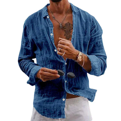 Chemise à manches longues décontractée au style vintage délavé