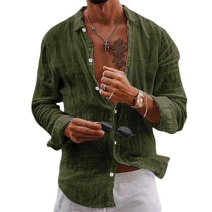 Chemise à manches longues décontractée au style vintage délavé