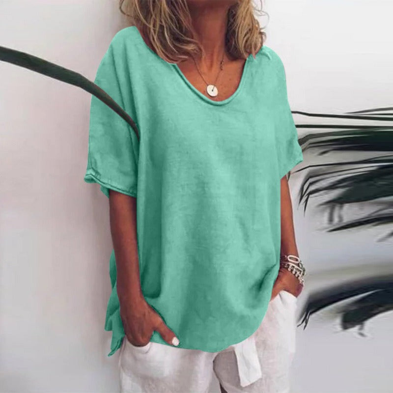 T-shirt femme simple col rond style décontracté pour un look moderne