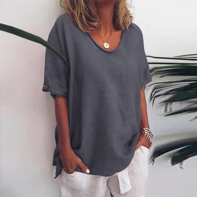 T-shirt femme simple col rond style décontracté pour un look moderne