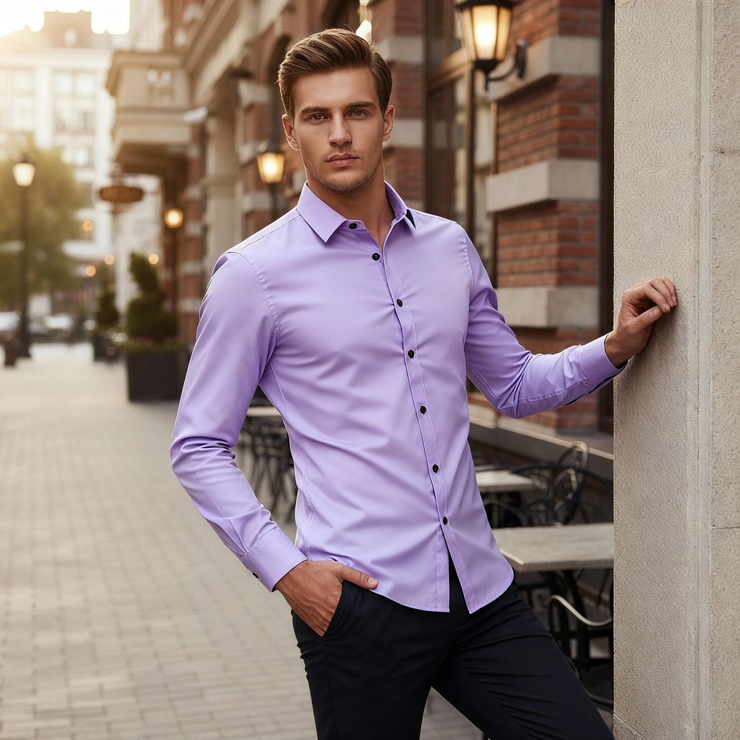 Chemise classique à manches longues avec col traditionnel élégant