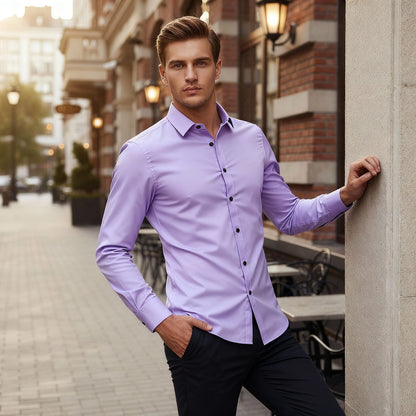 Chemise classique à manches longues avec col traditionnel élégant