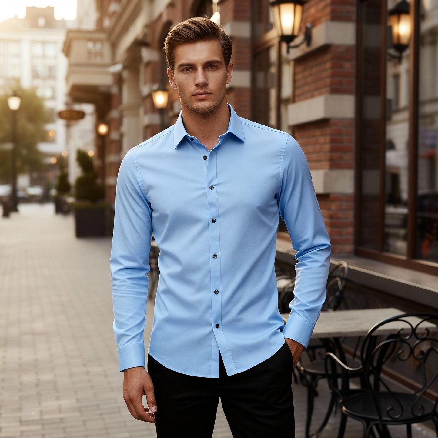 Chemise classique à manches longues avec col traditionnel élégant