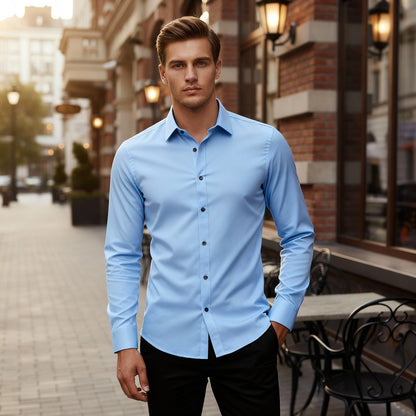 Chemise classique à manches longues avec col traditionnel élégant