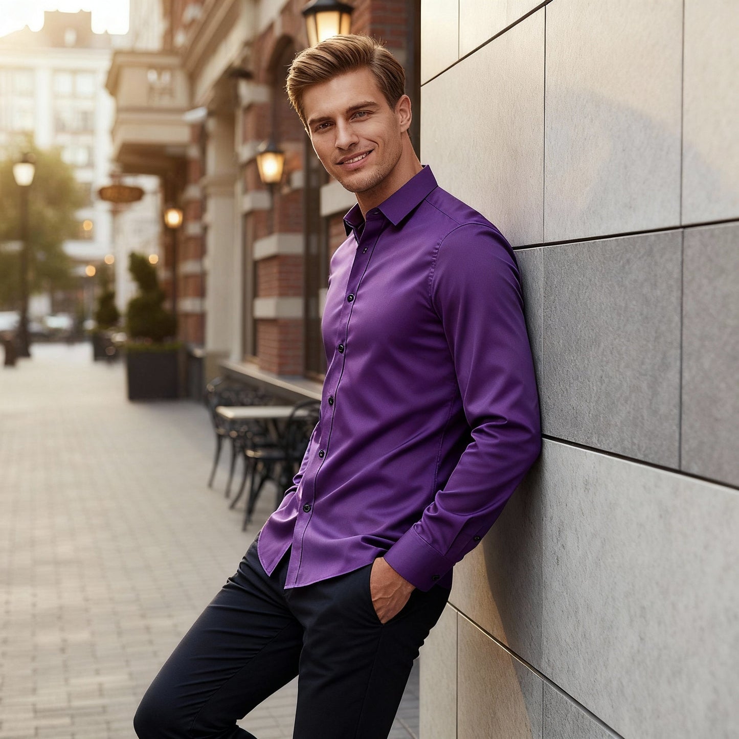 Chemise classique à manches longues avec col traditionnel élégant