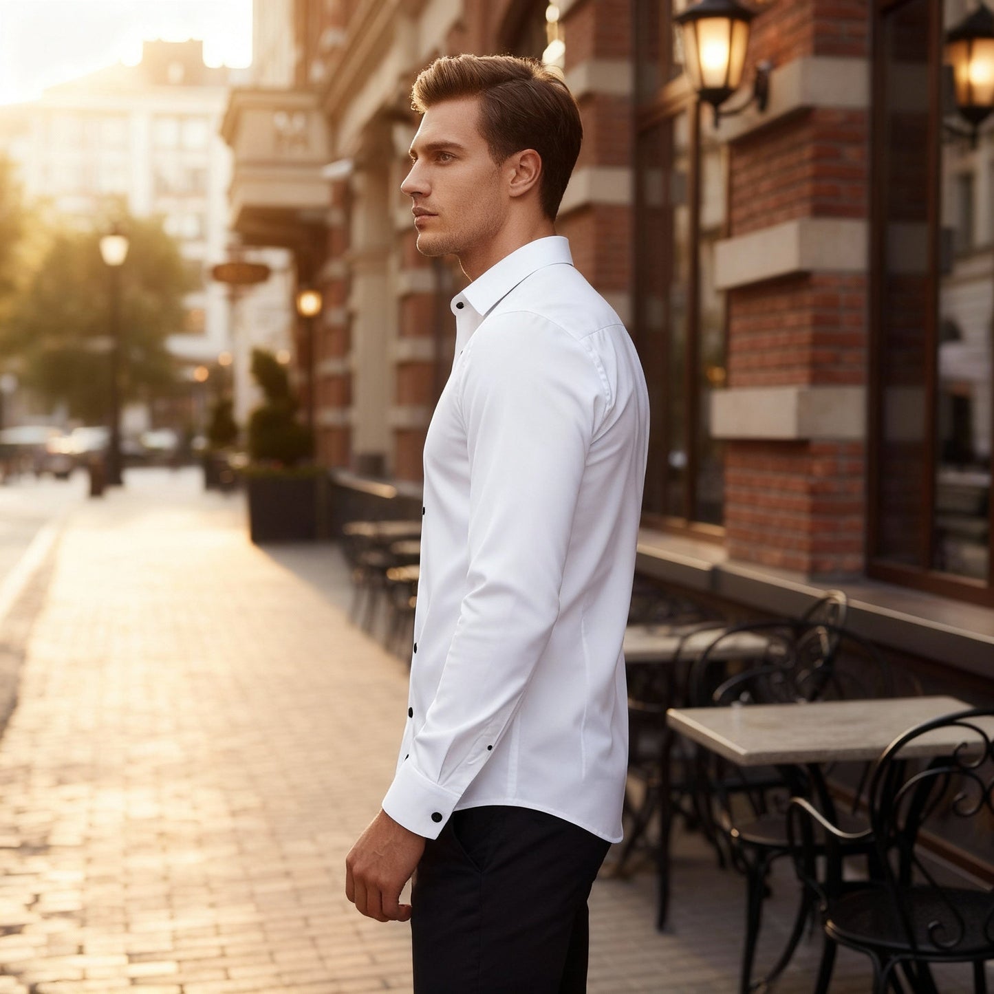 Chemise classique à manches longues avec col traditionnel élégant