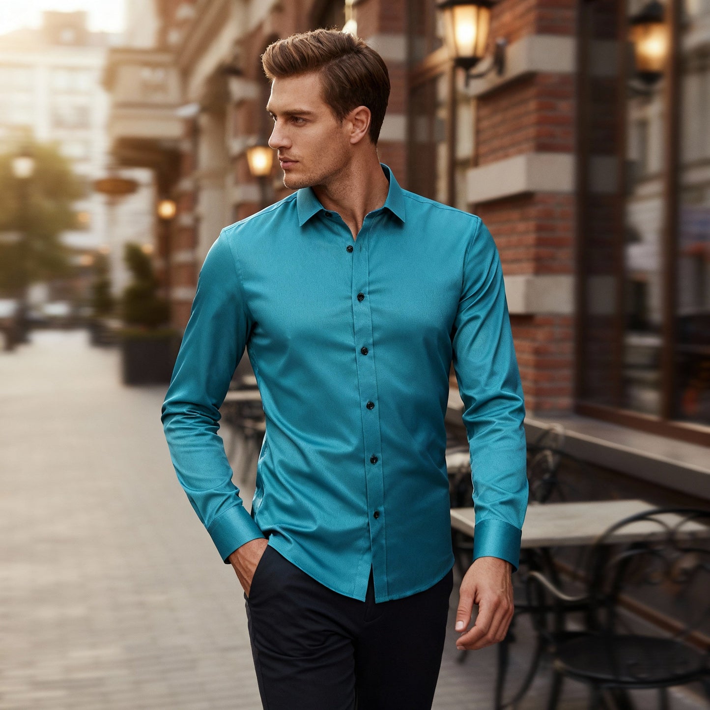 Chemise classique à manches longues avec col traditionnel élégant