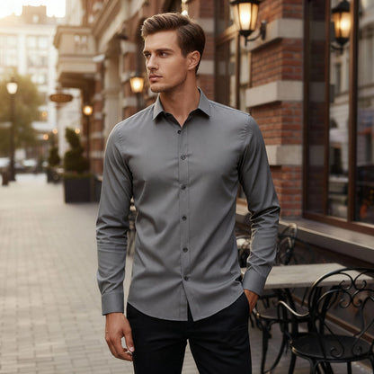 Chemise classique à manches longues avec col traditionnel élégant