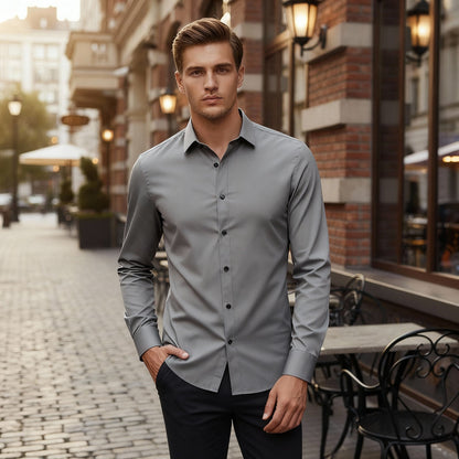 Chemise classique à manches longues avec col traditionnel élégant