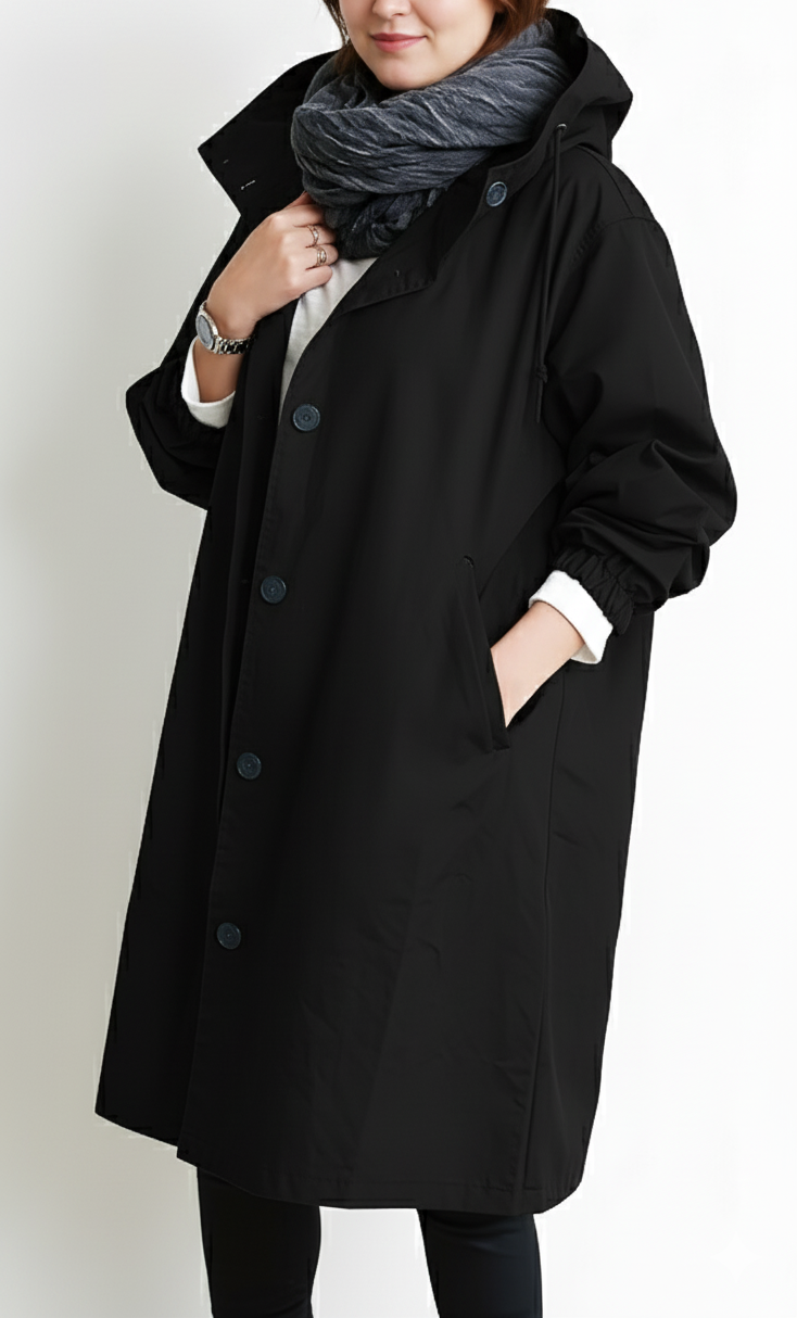 Trench oversize pour femme à capuche coupe décontractée et ample