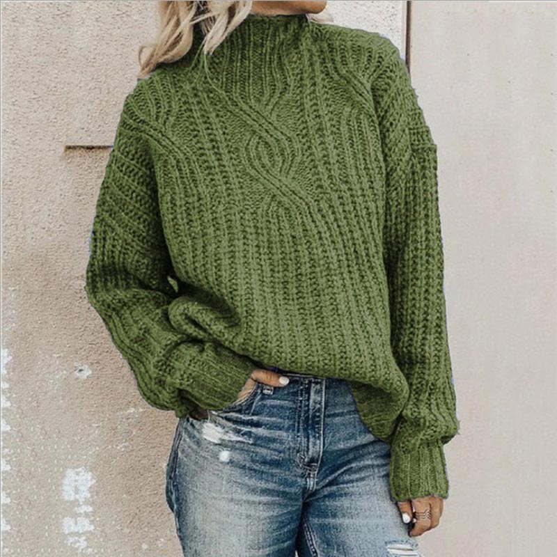 Pull chaud à col montant avec motif ajouré élégant et tendance