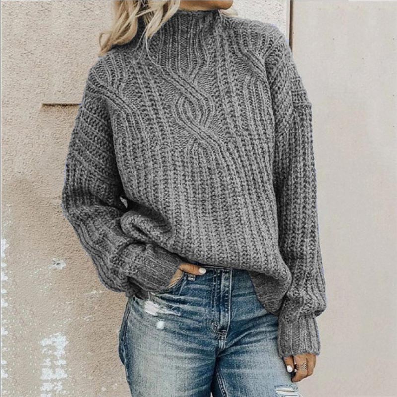 Pull chaud à col montant avec motif ajouré élégant et tendance