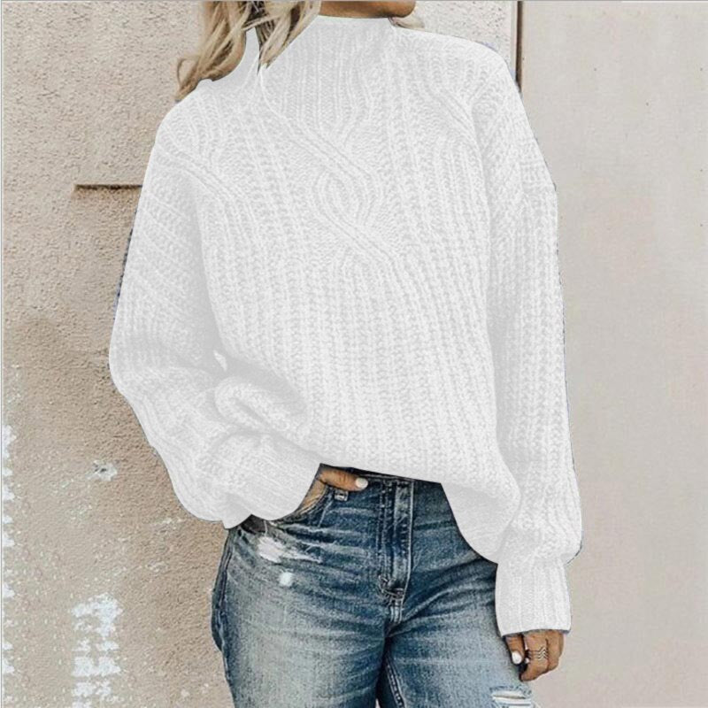 Pull chaud à col montant avec motif ajouré élégant et tendance