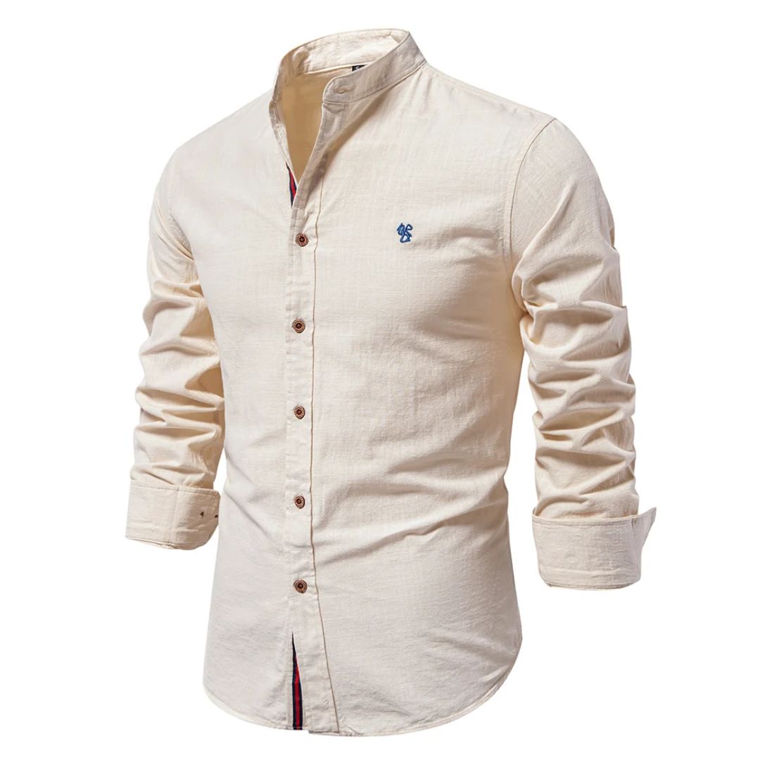 Chemise ajustée pour homme à col mao tendance et élégante