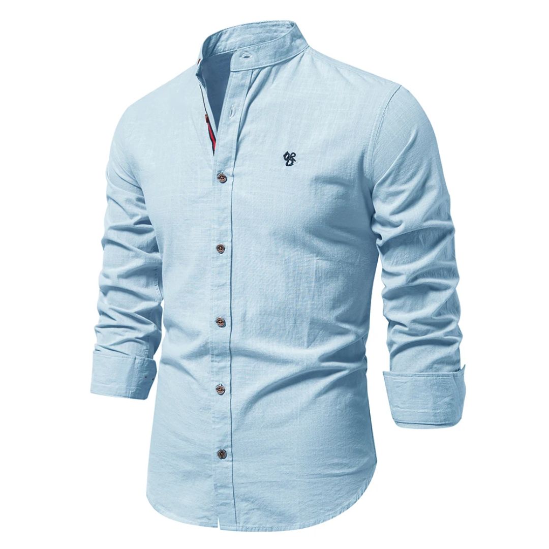 Chemise ajustée pour homme à col mao tendance et élégante