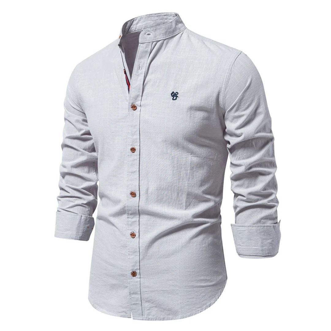 Chemise ajustée pour homme à col mao tendance et élégante