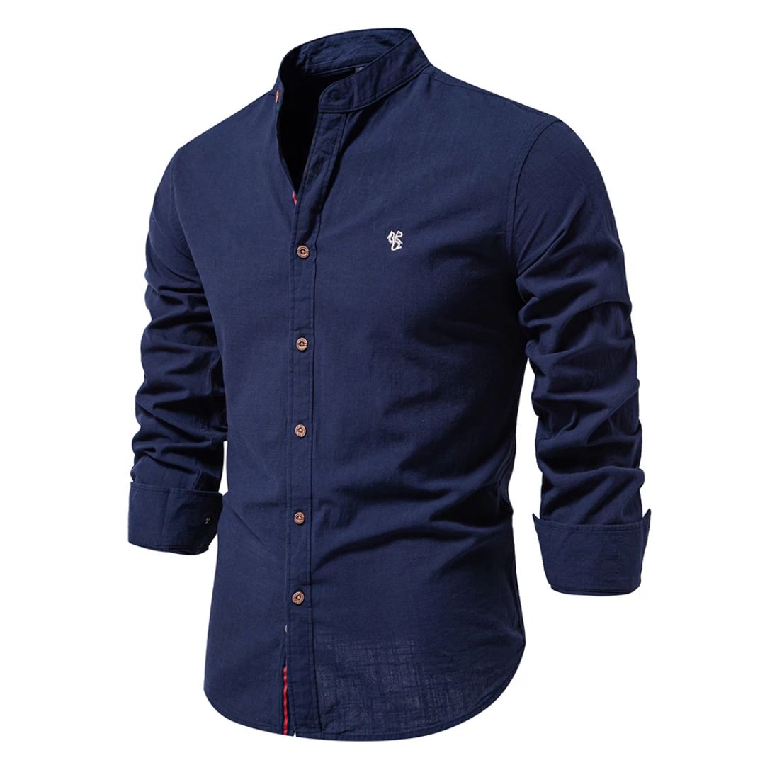 Chemise ajustée pour homme à col mao tendance et élégante