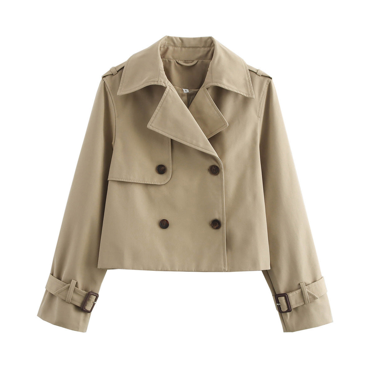 Manteau pour femmes court double boutonnage manches réglables