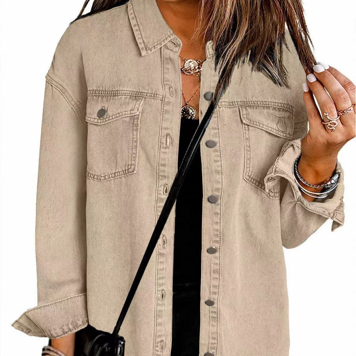 Veste chemise oversize décontractée à coupe ample et moderne