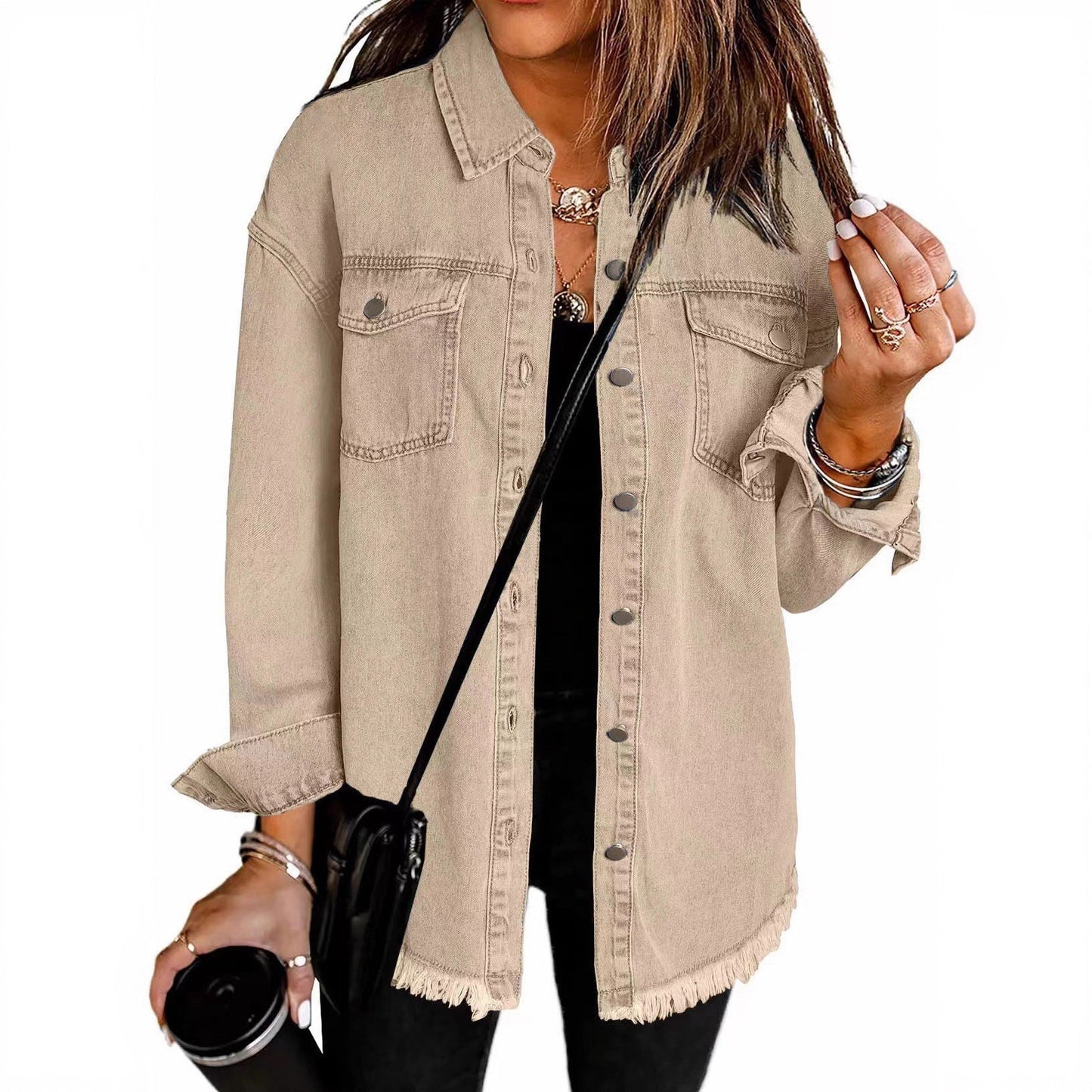 Veste chemise oversize décontractée à coupe ample et moderne