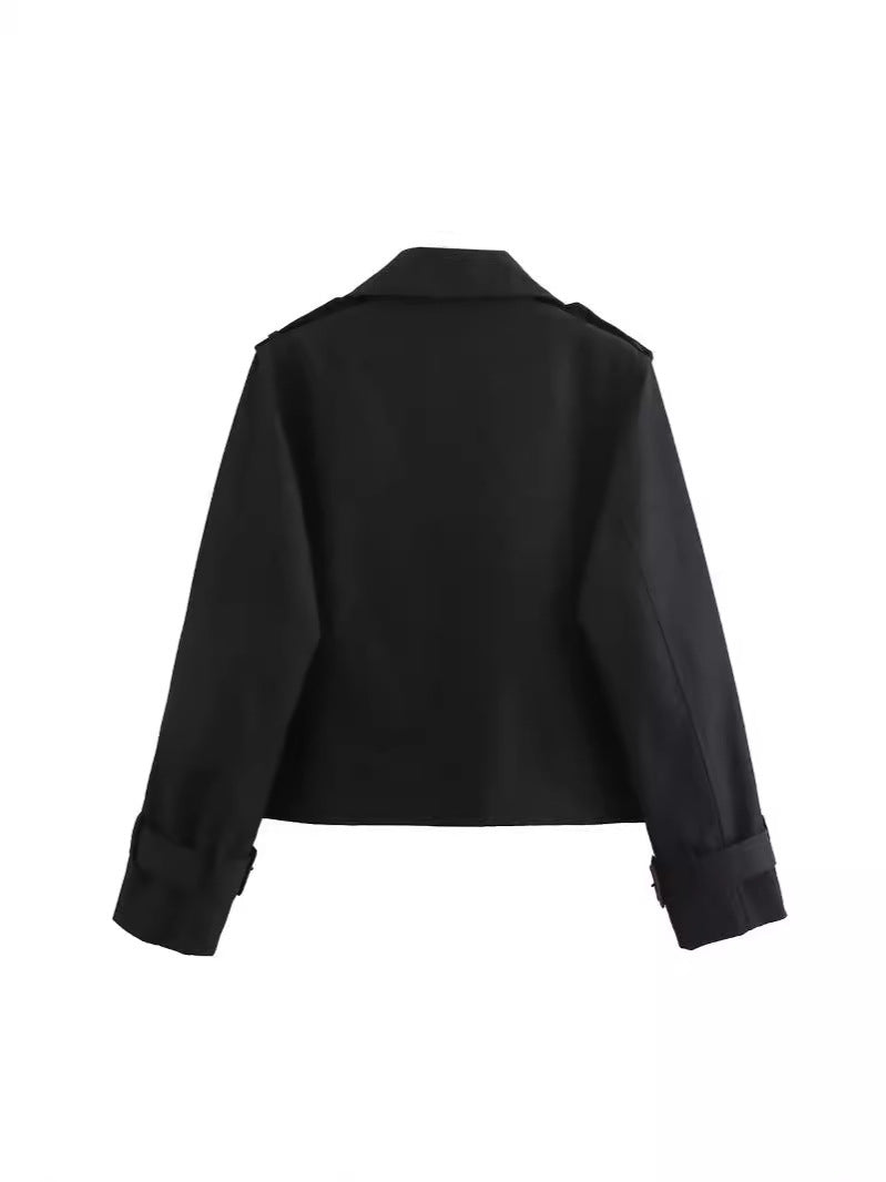 Manteau pour femmes court double boutonnage manches réglables
