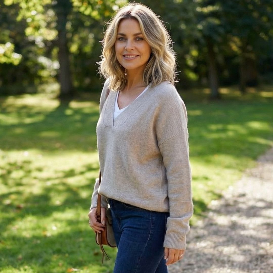 Chic pull col V confortable et élégant pour toutes les occasions