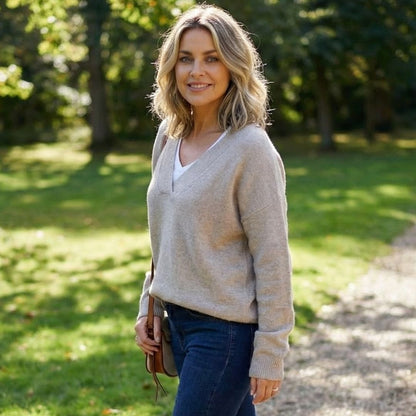 Chic pull col V confortable et élégant pour toutes les occasions