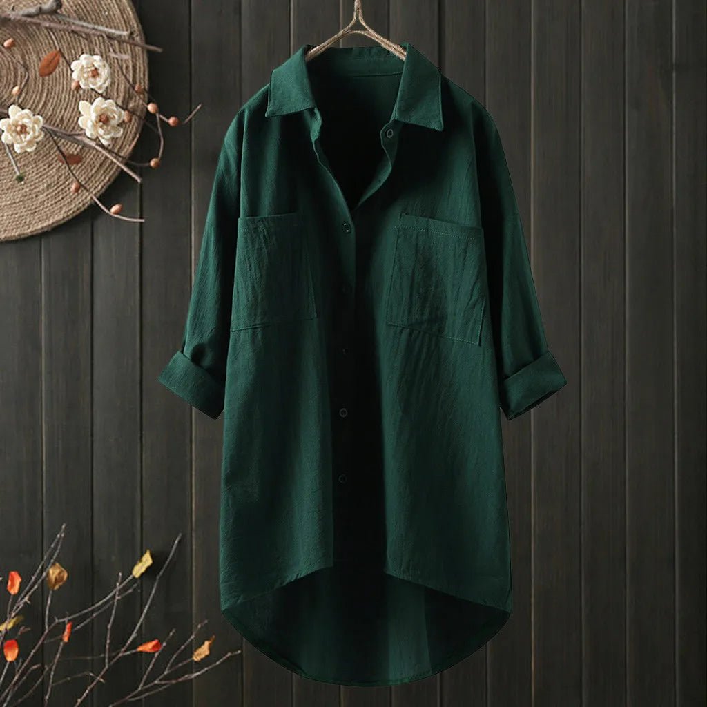 Chemise longue grande taille au design moderne et décontracté