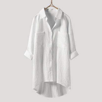 Chemise longue grande taille au design moderne et décontracté
