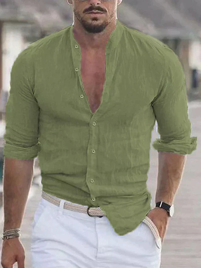 Chemise casual à manches retroussables pour un look décontracté
