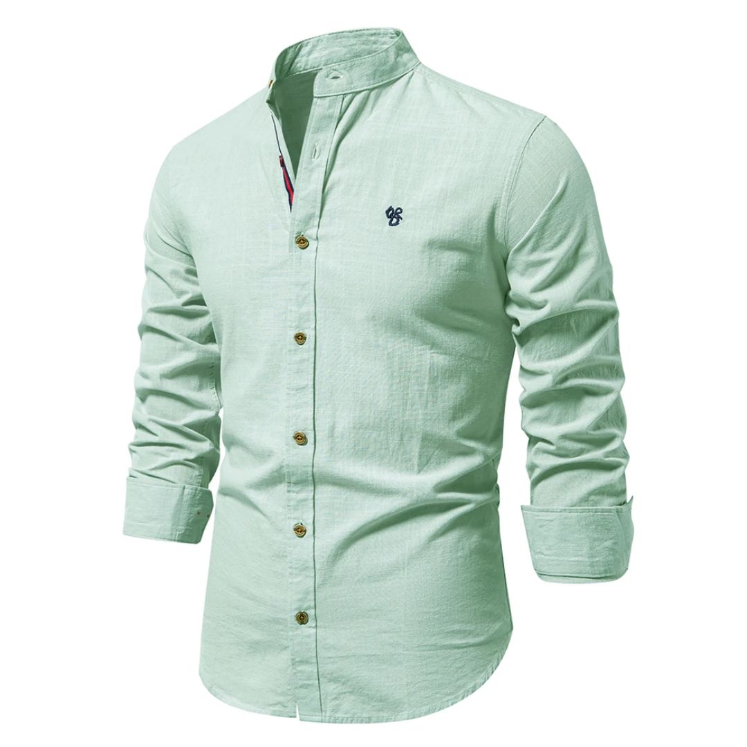 Chemise ajustée pour homme à col mao tendance et élégante