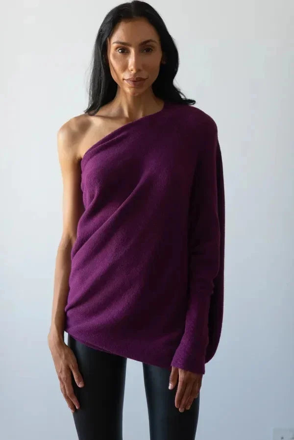 Pull chic à drapé asymétrique élégant et tendance pour toutes occasions