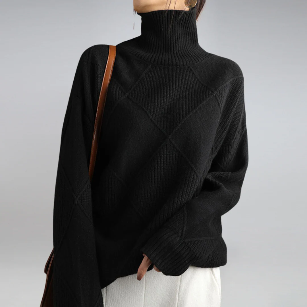 Pull cocooning oversize à col montant pour un confort optimal