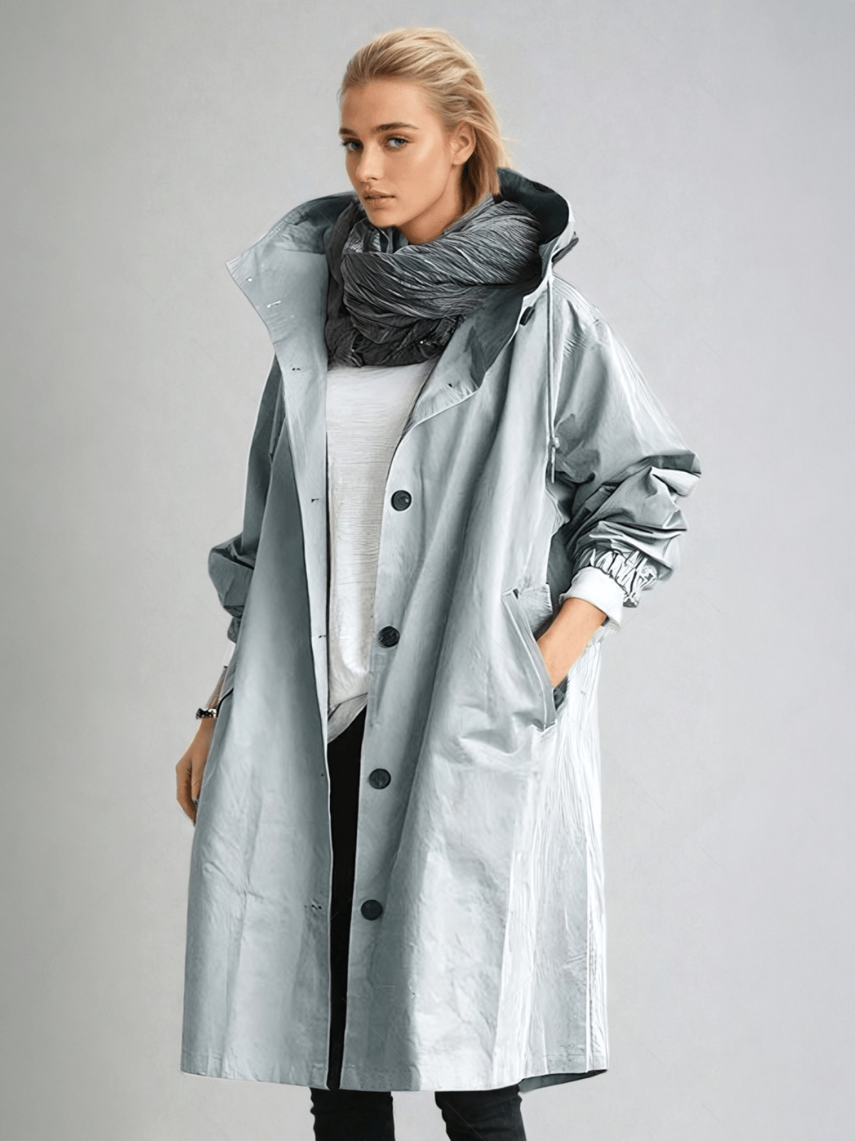 Manteau long chic avec capuche réglable pour un style moderne
