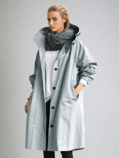 Manteau long chic avec capuche réglable pour un style moderne