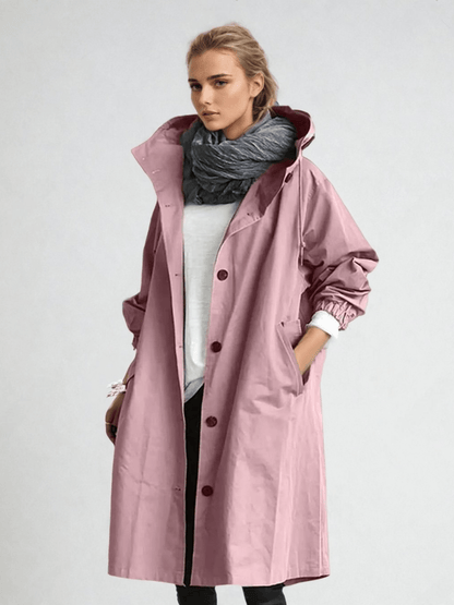 Manteau long chic avec capuche réglable pour un style moderne