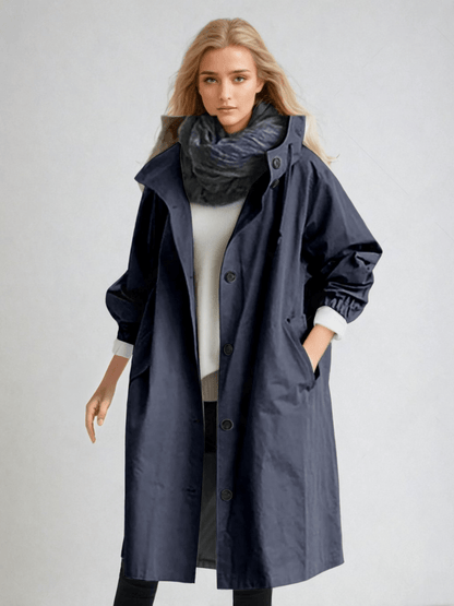 Manteau long chic avec capuche réglable pour un style moderne