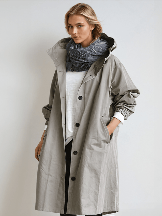 Manteau long chic avec capuche réglable pour un style moderne