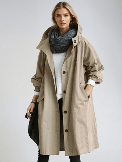 Manteau long chic avec capuche réglable pour un style moderne